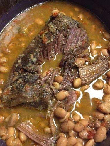 Crock Pot Roast with Pinto Beans - Grandma's Simple Recipes