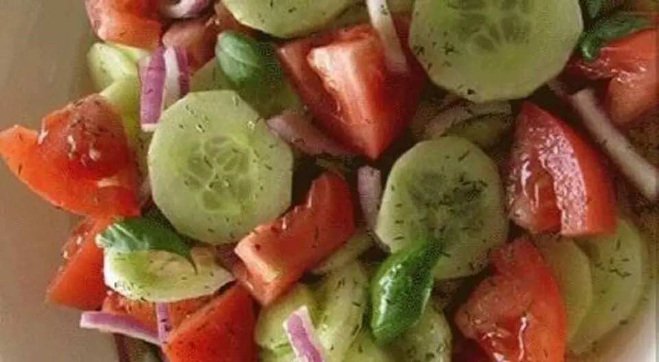 Marinated Cucumber, Onion, and Tomato Salad - Grandma's Simple Recipes