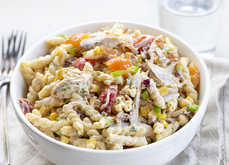 CHICKEN BACON RANCH PASTA SALAD - Grandma's Simple Recipes