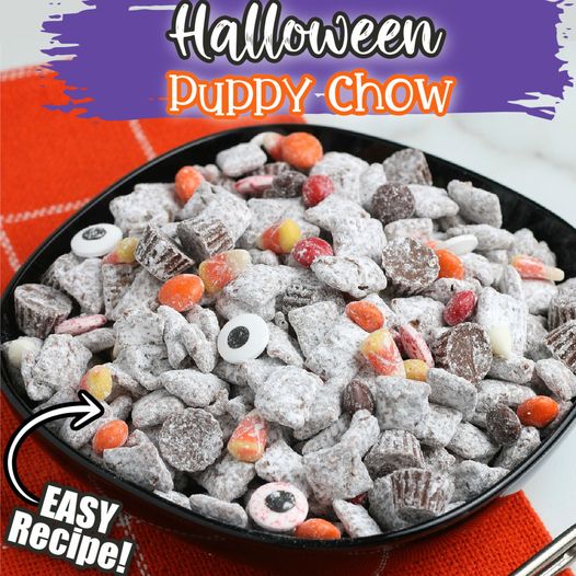 HALLOWEEN PUPPY CHOW CHEX MIX - Grandma's Simple Recipes