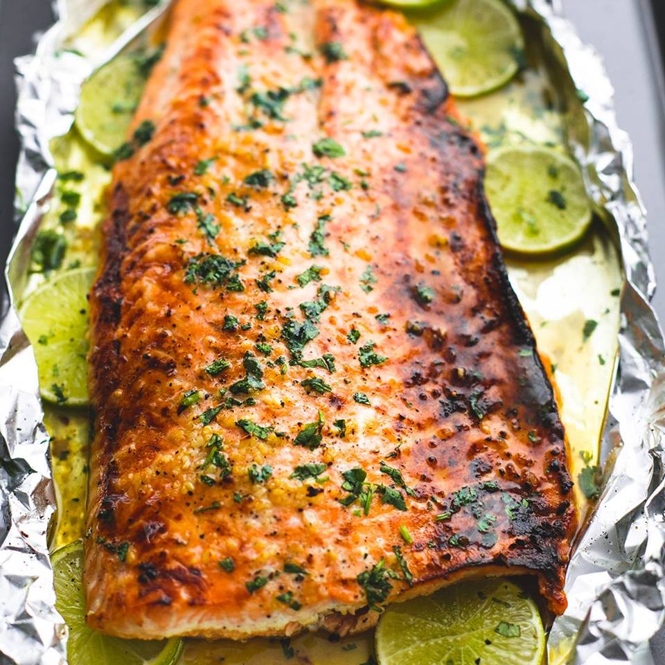 BAKED HONEY CILANTRO LIME SALMON IN FOIL