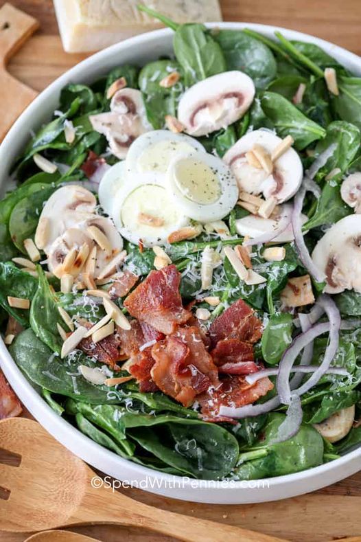 Spinach Salad with Warm Bacon Dressing Grandma's Simple Recipes