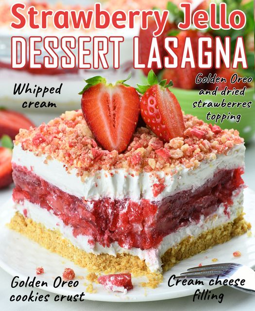 Strawberry Jello Lasagna - Grandma's Simple Recipes