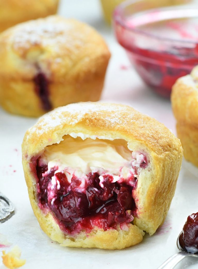 Cherry Cheesecake Crescent Muffins - Grandma&amp;#39;s Simple Recipes