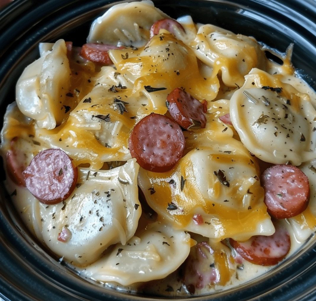 Crock pot Pierogi Casserole with Kielbasa recipe