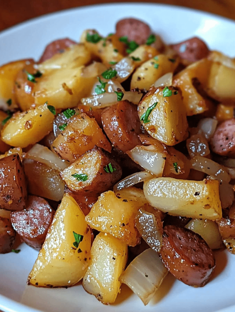 Fried Potatoes, Onions, and Smoked Polish Sausage