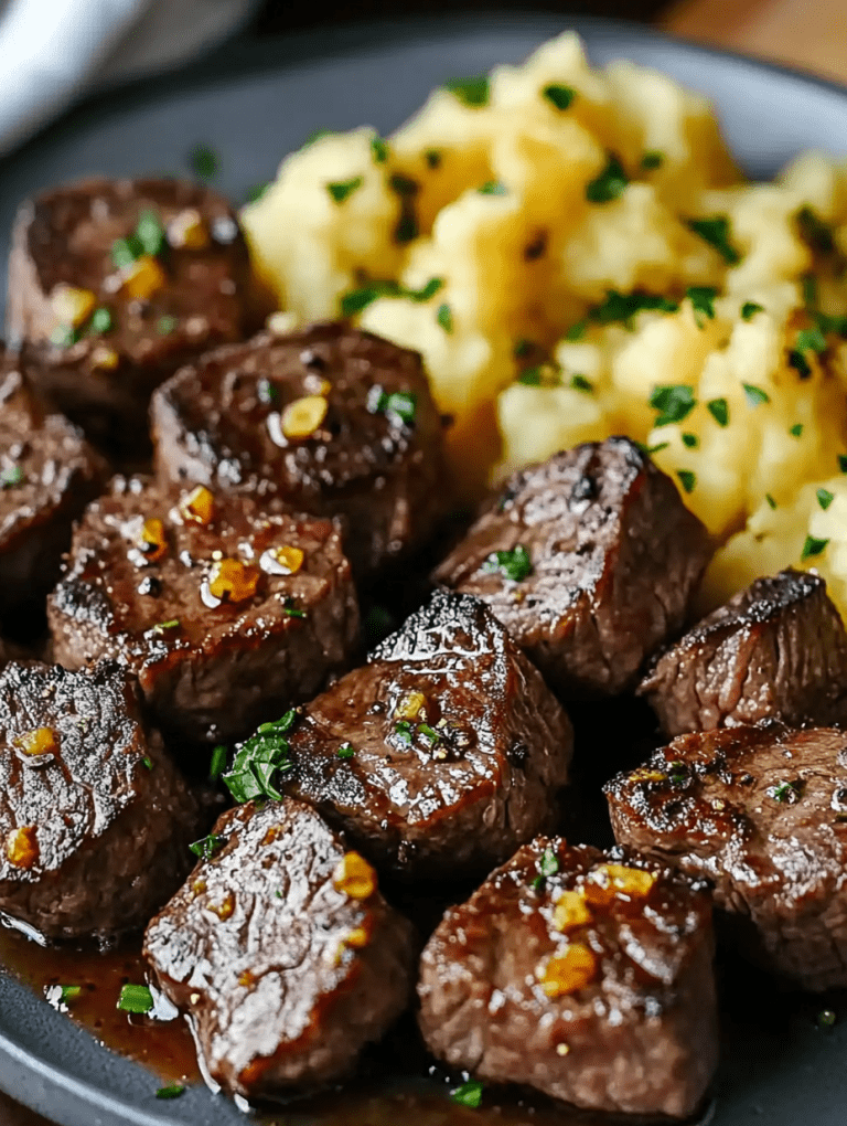 Garlic Butter Steak Bites and Cheesy Smashed Potatoes