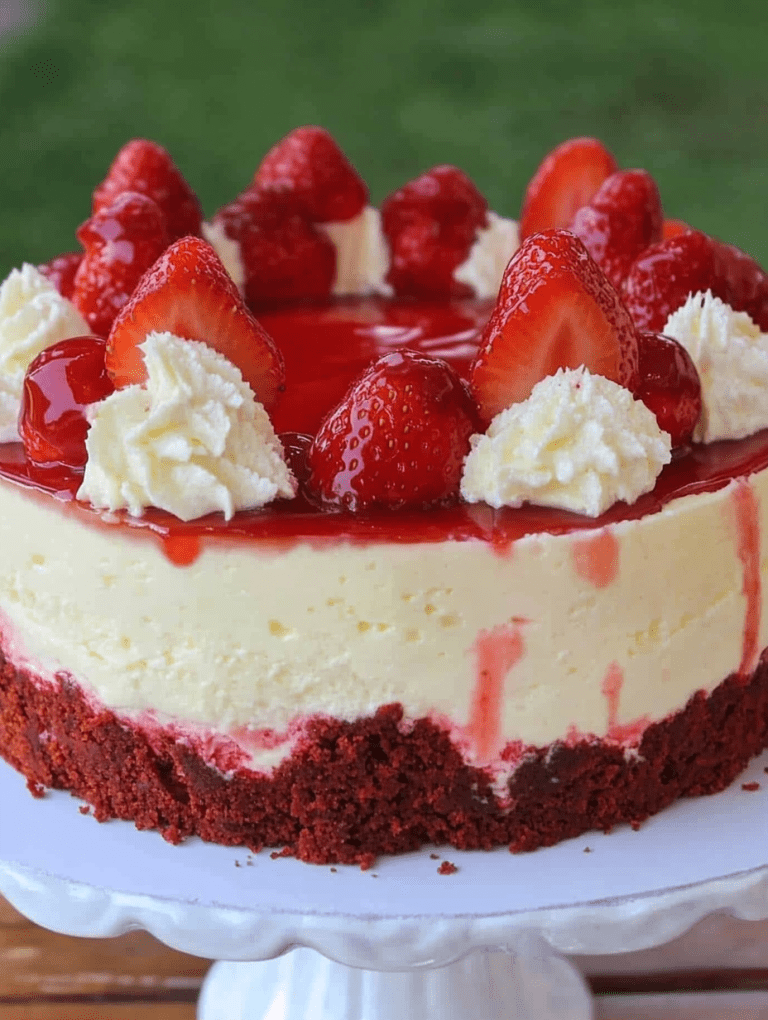 Strawberry Cheesecake with Red Velvet Crust