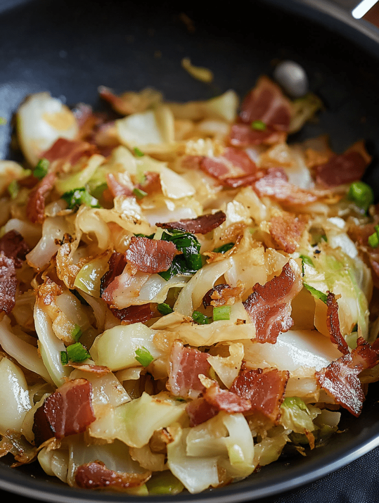 FRIED CABBAGE AND BACON WITH ONION