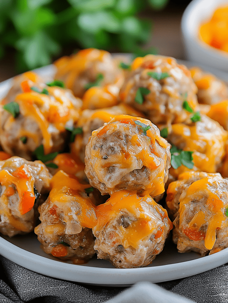 Creamy Sausage Balls with Cheese and Rotel