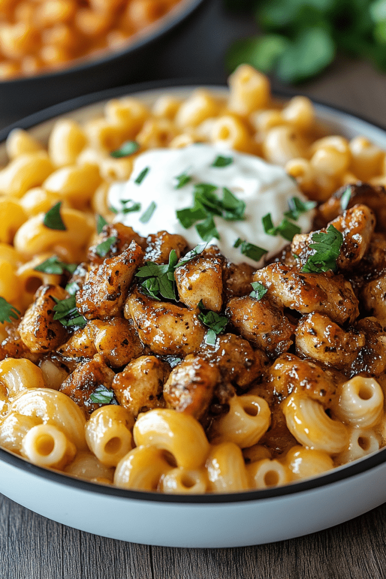Sweet and Spicy Honey Pepper Chicken with Creamy Macaroni Cheese