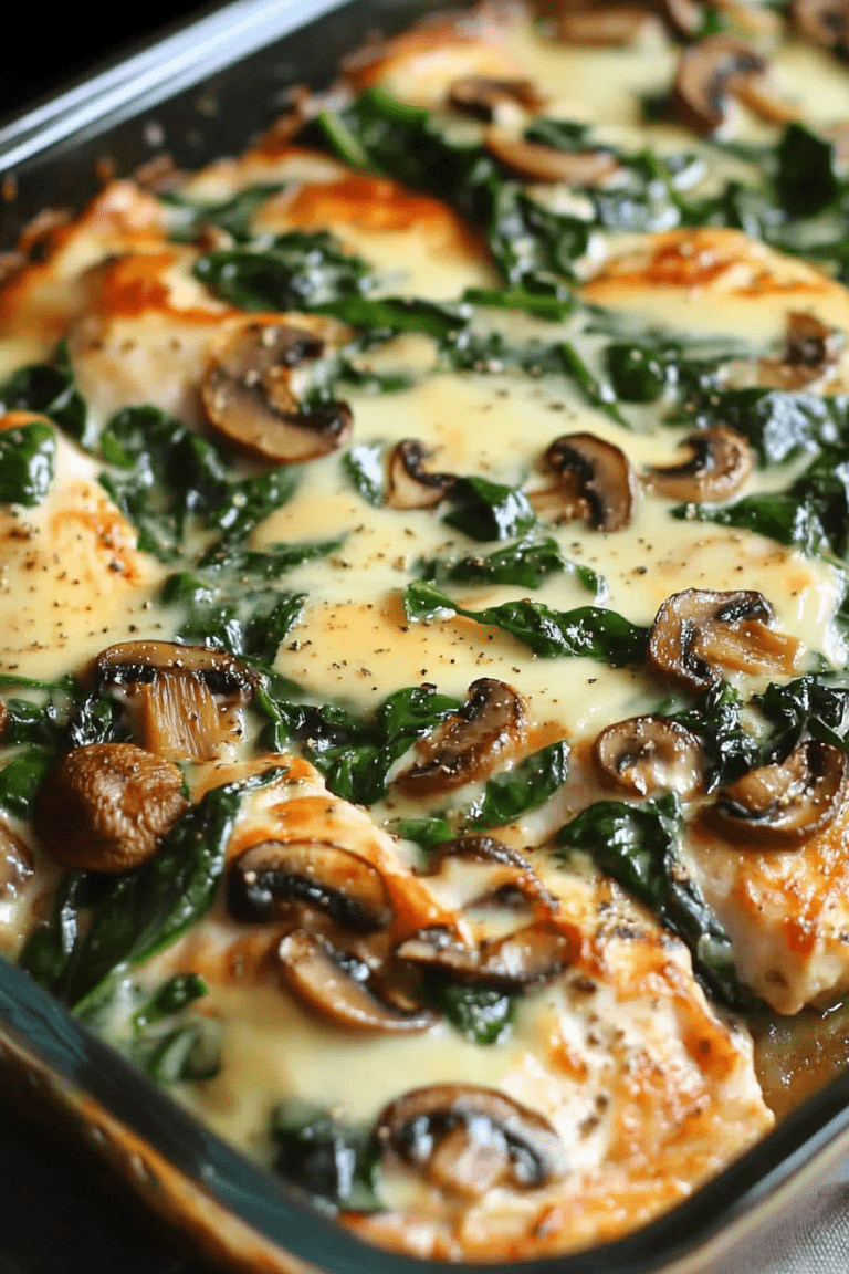 Chicken with Spinach, Mushroom, and Cream Cheese