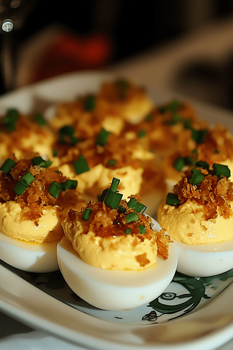 Deviled Eggs with Bacon and Cheddar