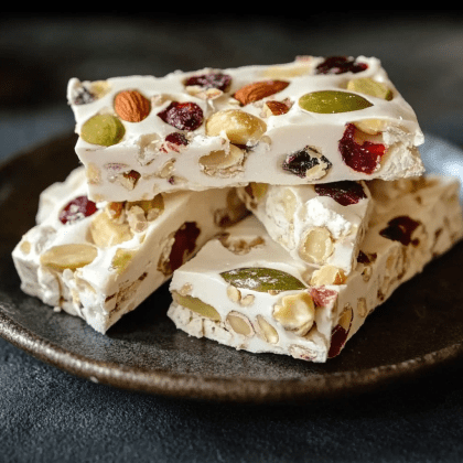 Homemade Nougat with Mixed Nuts and Dried Fruits