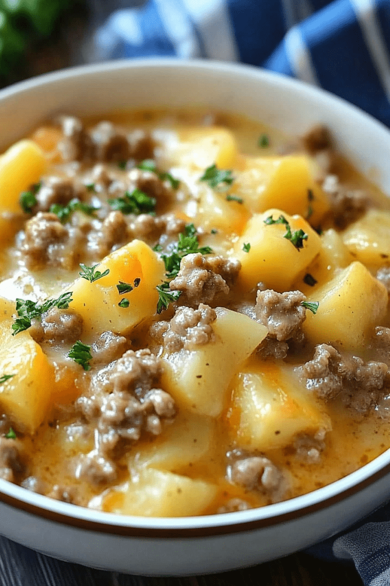 Crockpot Creamy Potato & Hamburger Soup