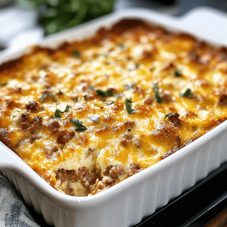 Sausage, Egg & Cream Cheese Hash Brown Breakfast Casserole