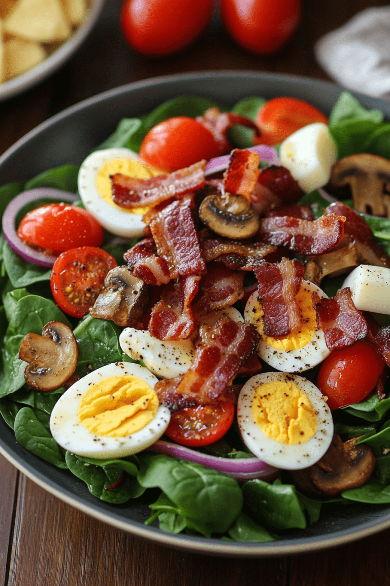 Spinach Salad with Warm Bacon Dressing