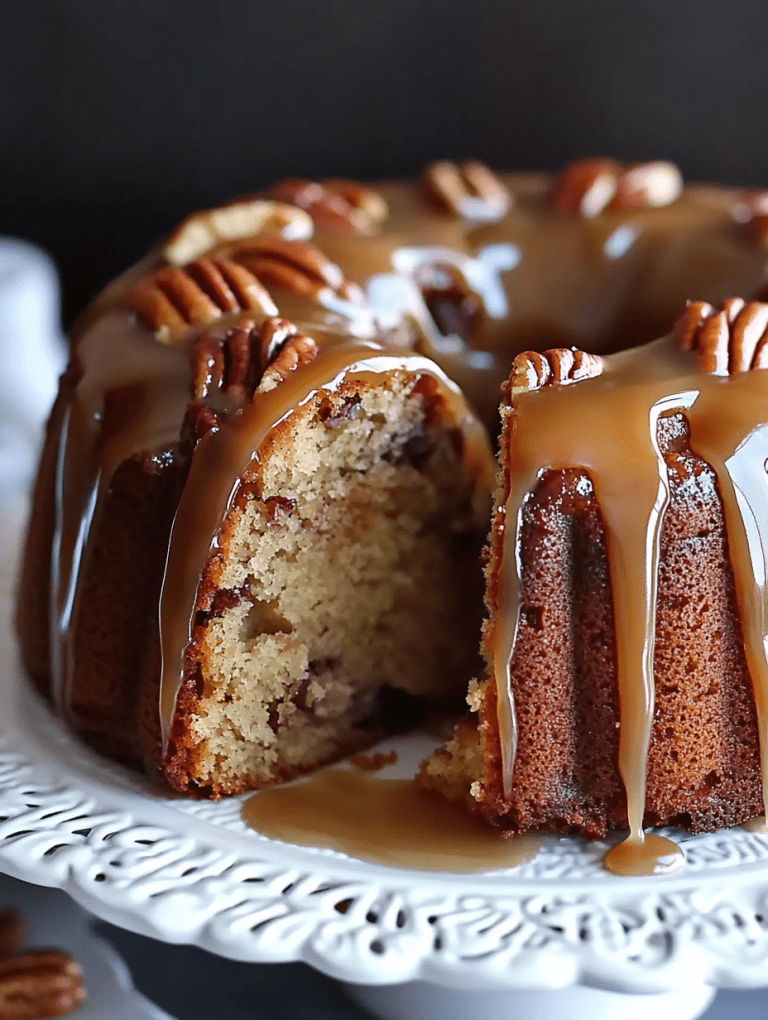 Apple Pecan Cake with Caramel Glaze