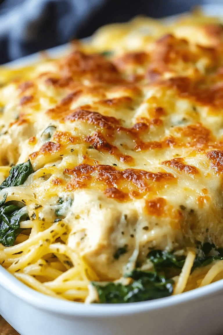 Baked Spinach Chicken Spaghetti
