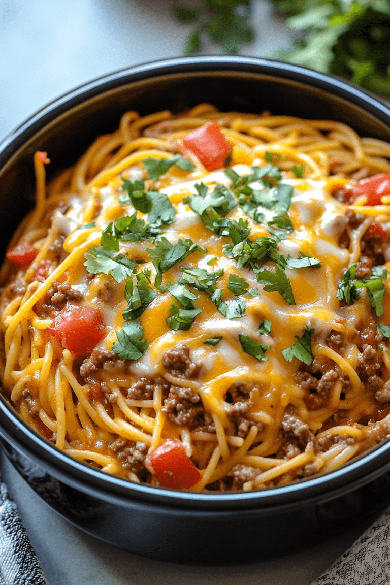 CrockPot Taco Spaghetti