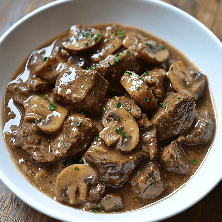 Melt In Your Mouth Beef Tips with Mushroom Gravy