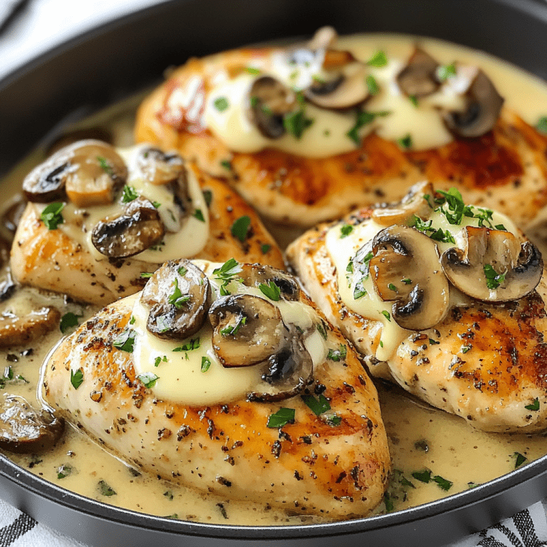 Cheesy Garlic Butter Mushroom Stuffed Chicken