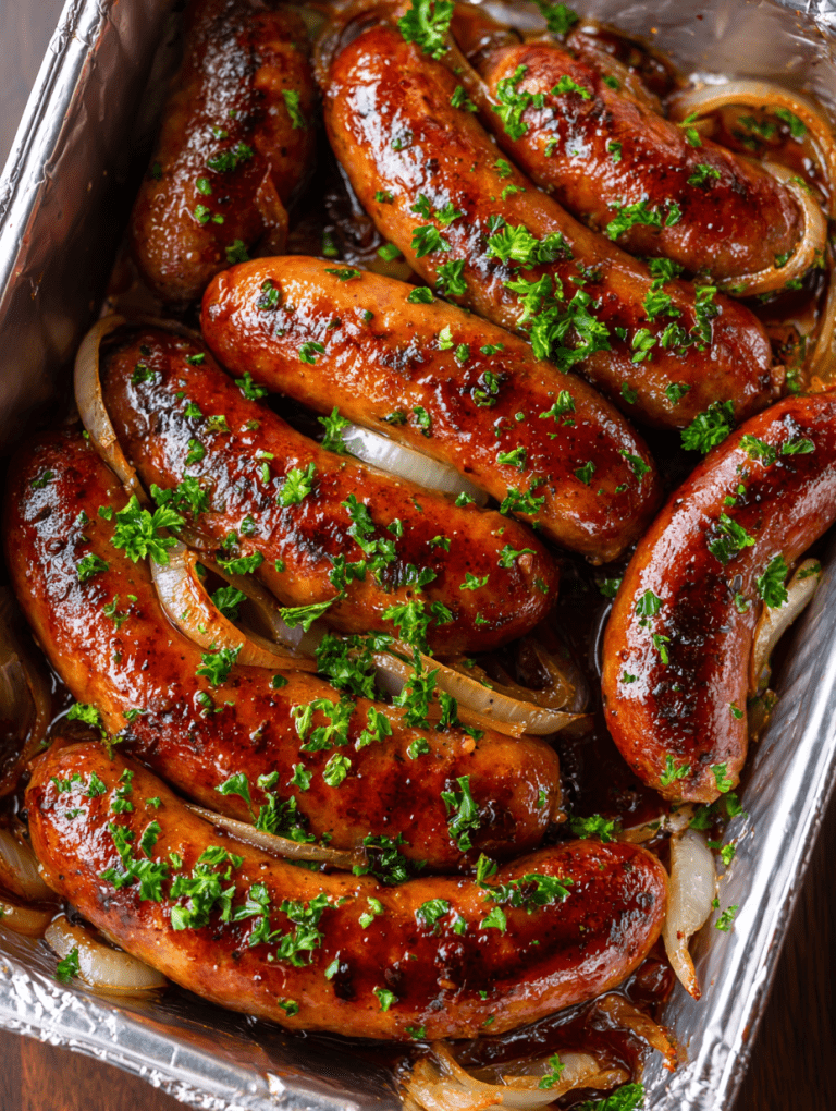Oven Baked Glazed Honey Garlic Sausages