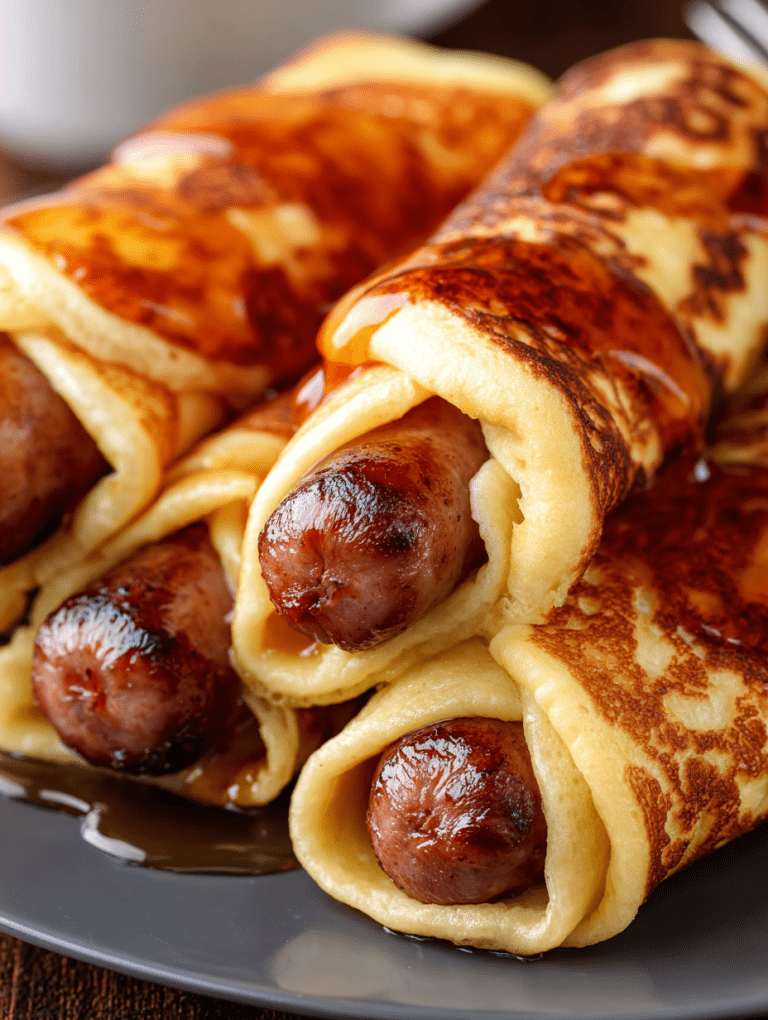 Sausages Wrapped in Pancakes