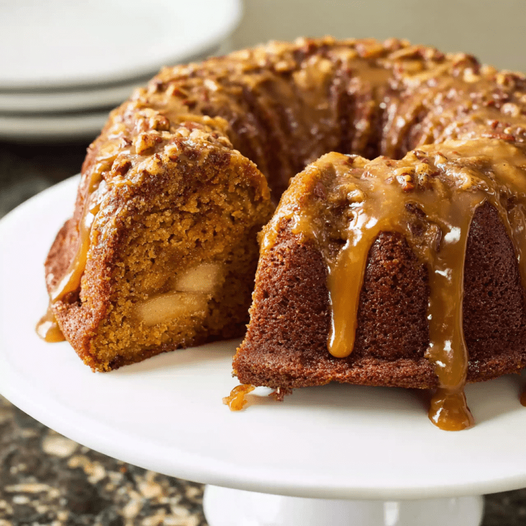 Spiced Apple Bundt Cake with Caramel Drizzle