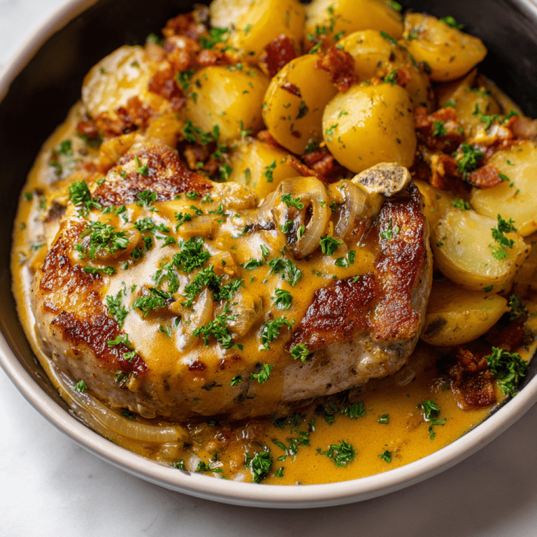 Smothered Pork Chops with Potatoes in Gravy
