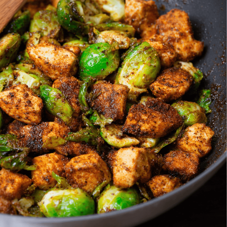 Blackened Chicken and Brussels Sprouts Skillet