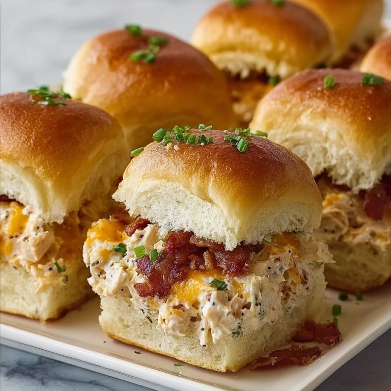 Creamy Chicken Ranch Bacon Sliders on Hawaiian Rolls