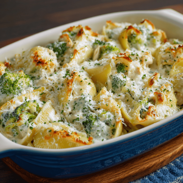 Chicken Broccoli Alfredo Stuffed Shells