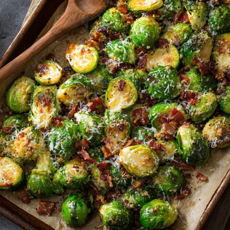 Parmesan Roasted Brussels Sprouts with Bacon