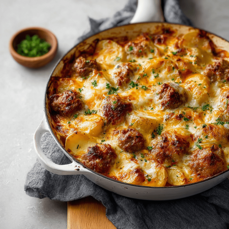 Cheesy Meatball Potato Bake