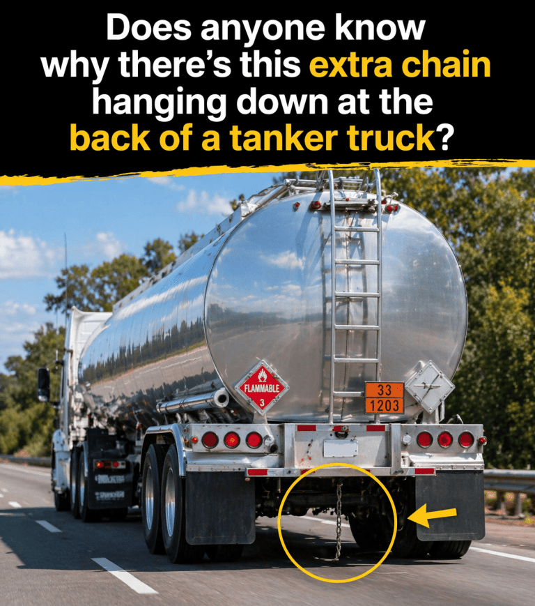 Does Anyone Know Why There’s This Extra Chain Hanging Down at the Back of a Tanker Truck?