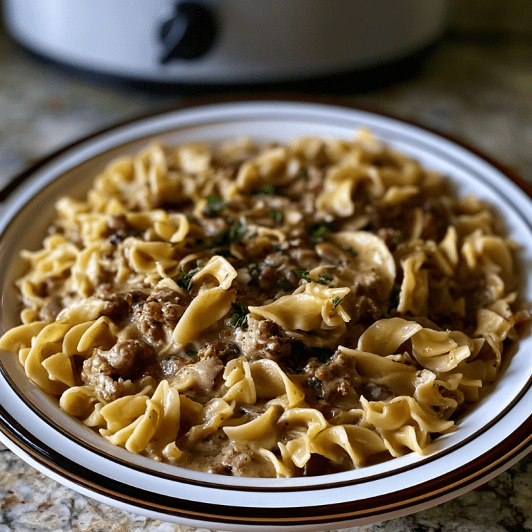 Slow Cooker Ground Pork Noodles